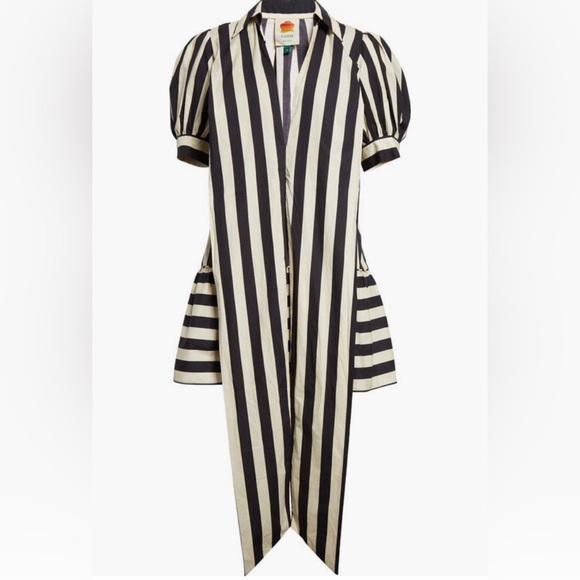 NWT $225 FARM Rio Mixed Stripe Tie Back Minidress in BLACK / OFF WHITE, Small! - Picture 6 of 7